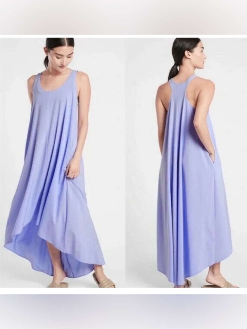 Periwinkle Athleta presidio Traveler Maxi Dress, size small